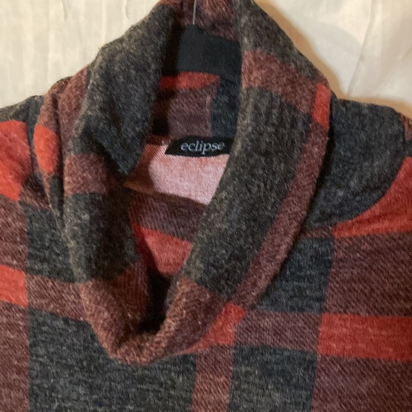 ❤️🔥5/20$❤️🔥ECLIPSE 💫 Womens Plaid Red Sweater Poncho - Picture 4 of 8